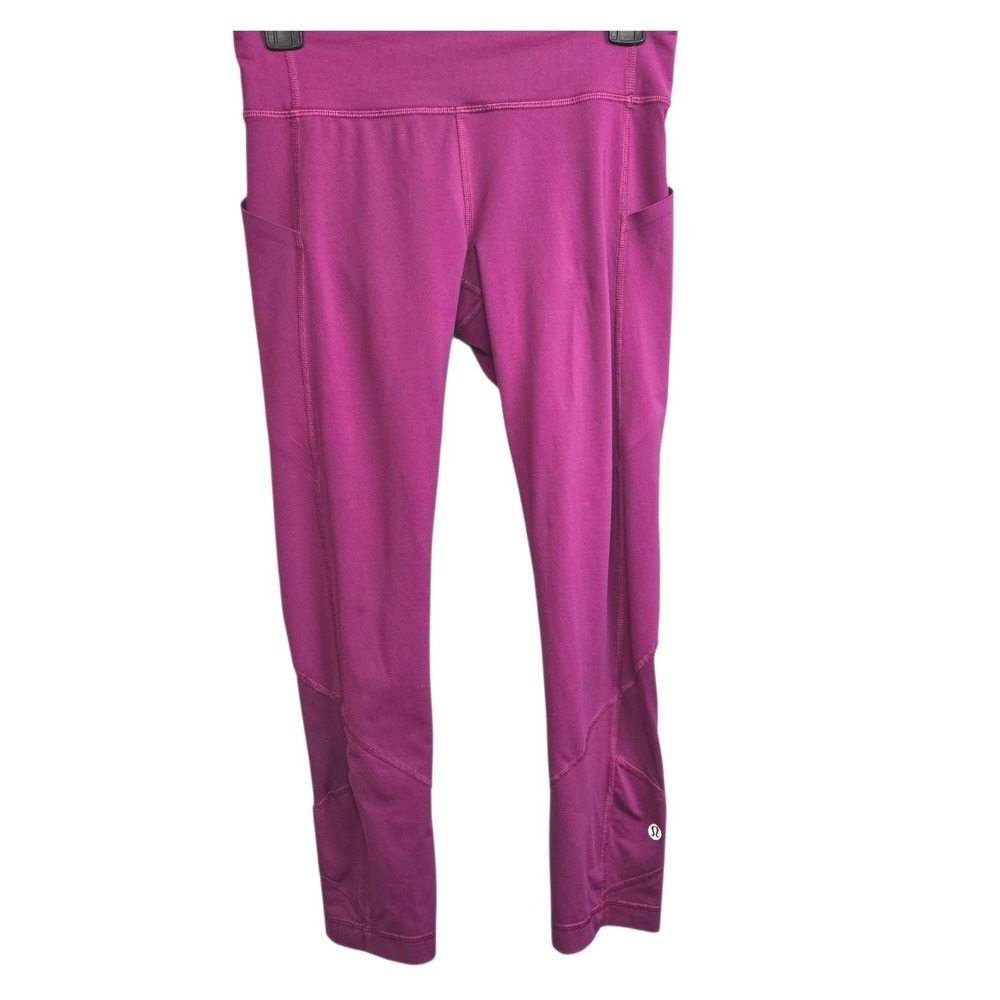 Lululemon Womens Size 4 Purple Crop Leggings Yoga Running Workout Pants 23"